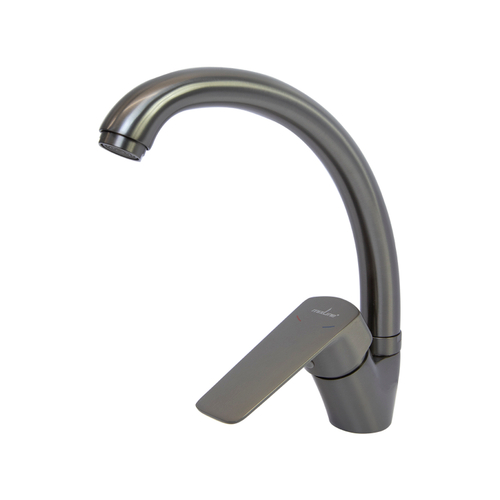 Смеситель для кухни 35k MIXLINE ML15-032GR высокий излив б/отв боковая п/гайку (без подводки) ГРАФИТ