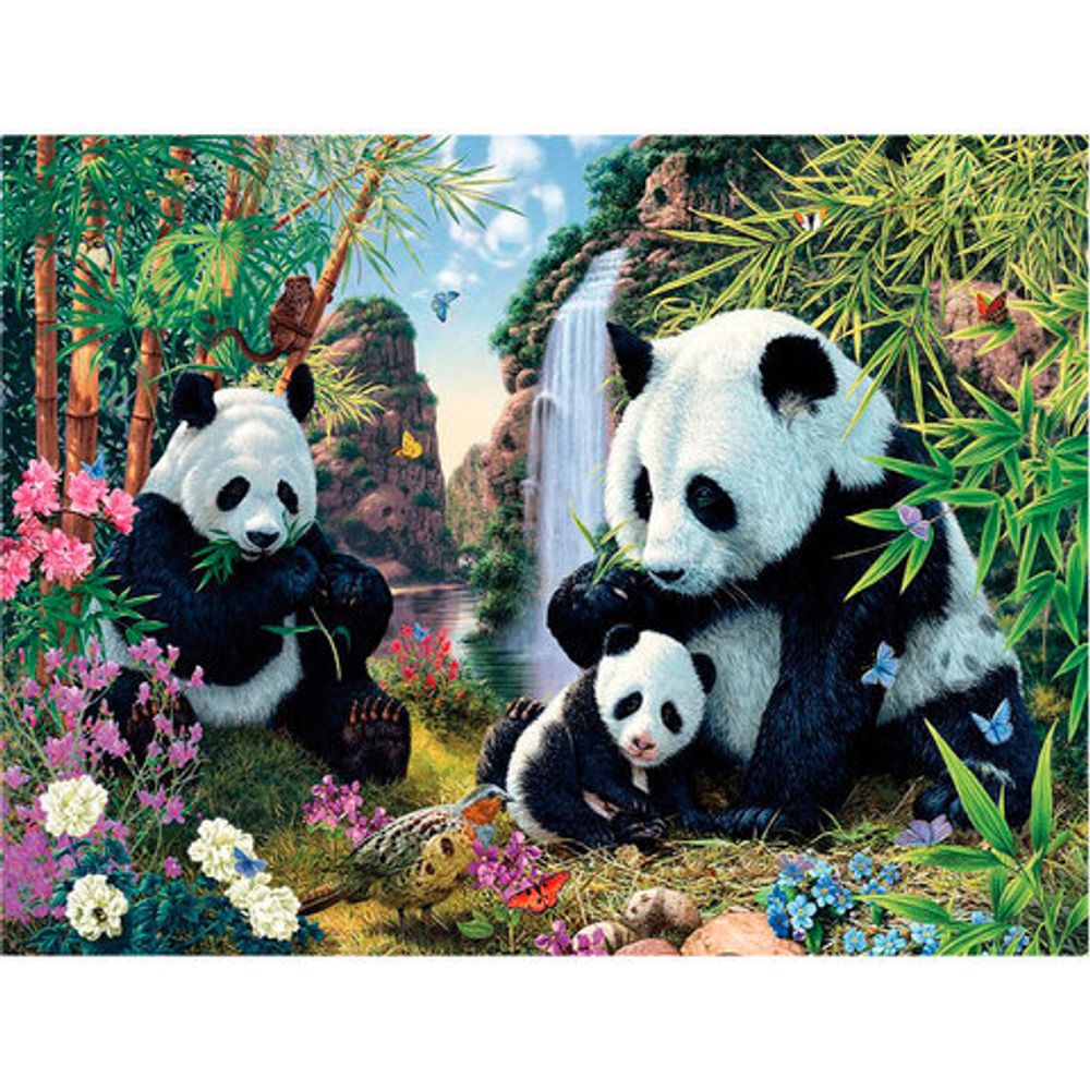 Картина стразами (алмазная мозаика) 40х50 см, ОСТРОВ СОКРОВИЩ "Панды", без подрамника, 662410