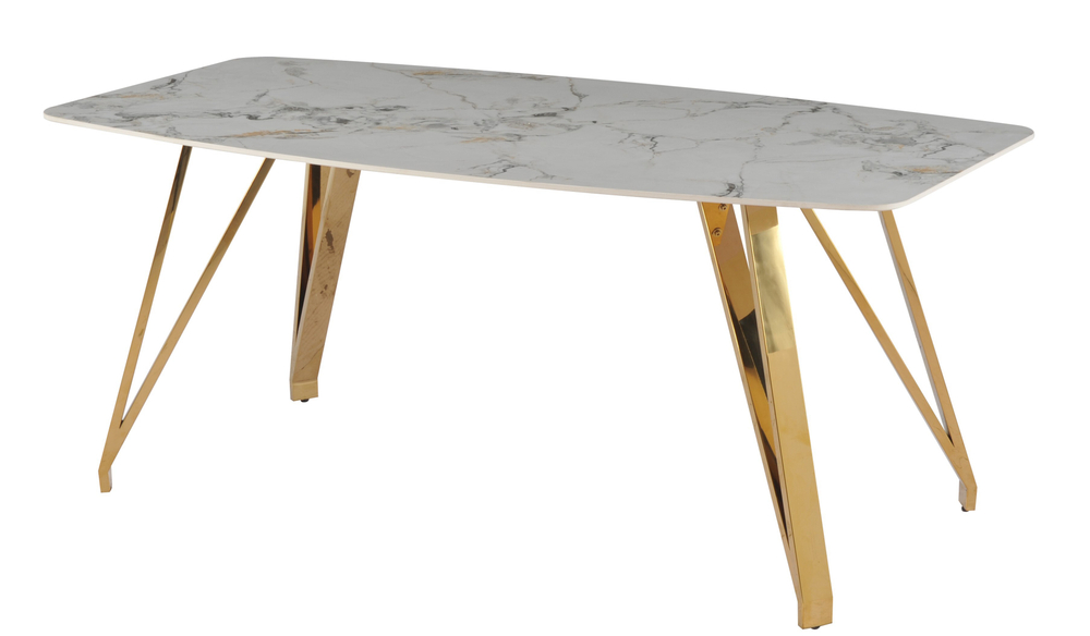 Стол обеденный Ist Casa Соар-2, 160х90х76 см, серо-золотая керамика, золото