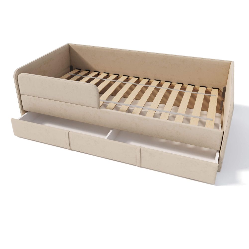 Кровать подростковая 180х90 см с бортиком и ящиком (грей Беверли)