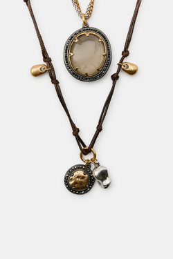 ZARA НАБОР ИЗ ТРЕХ ОЖЕРЕЛИЙ С КАМНЯМИ И ШАРМАМИ, ЗОЛОТОЙ/СЕРЕБРЯНЫЙ