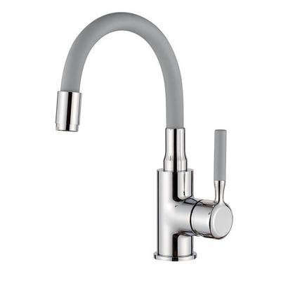 смеситель умывальник LEDEME силиконовый излив, серый/хром, L1399-9