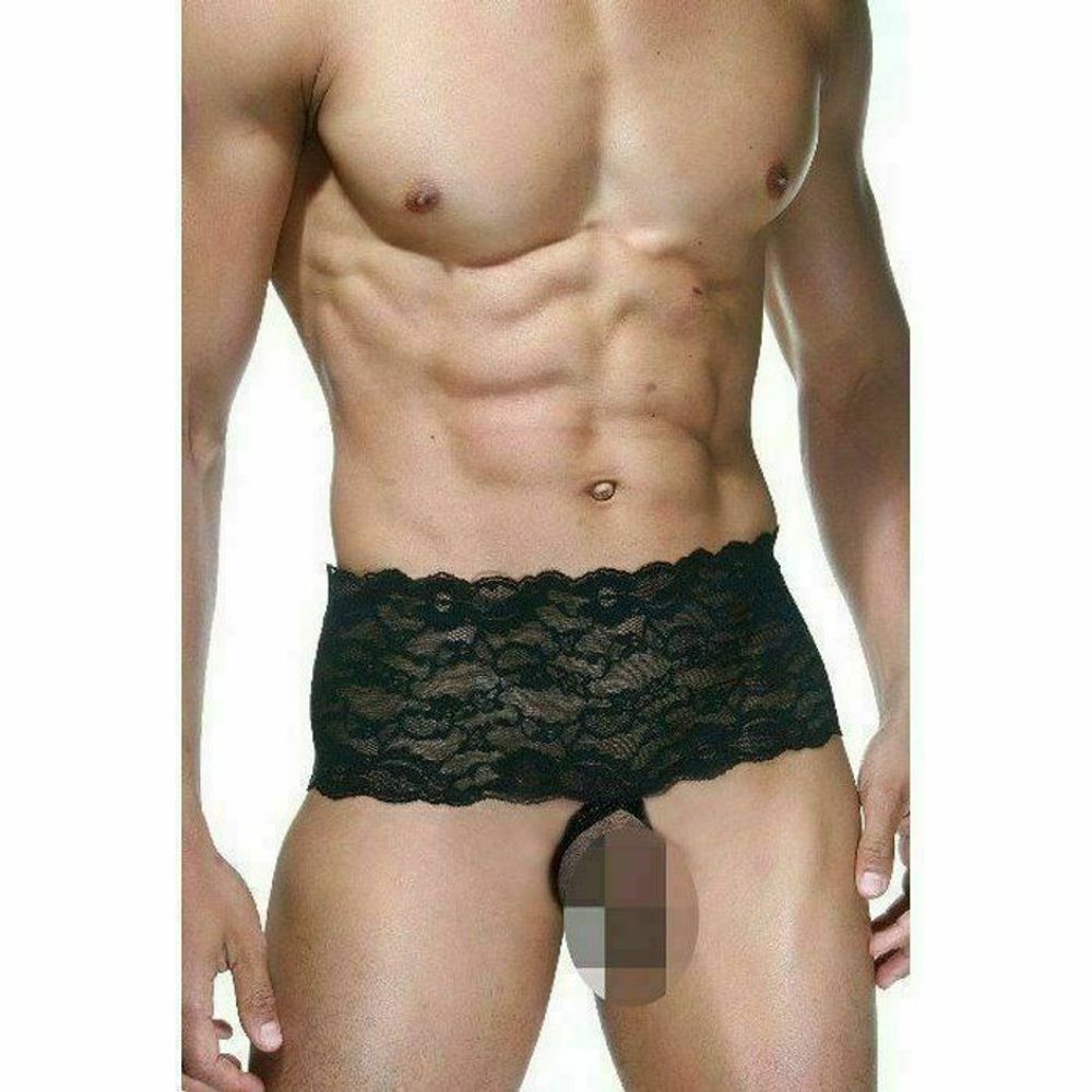 Мужские трусы стринги черные кружевные La Blinque LB15254