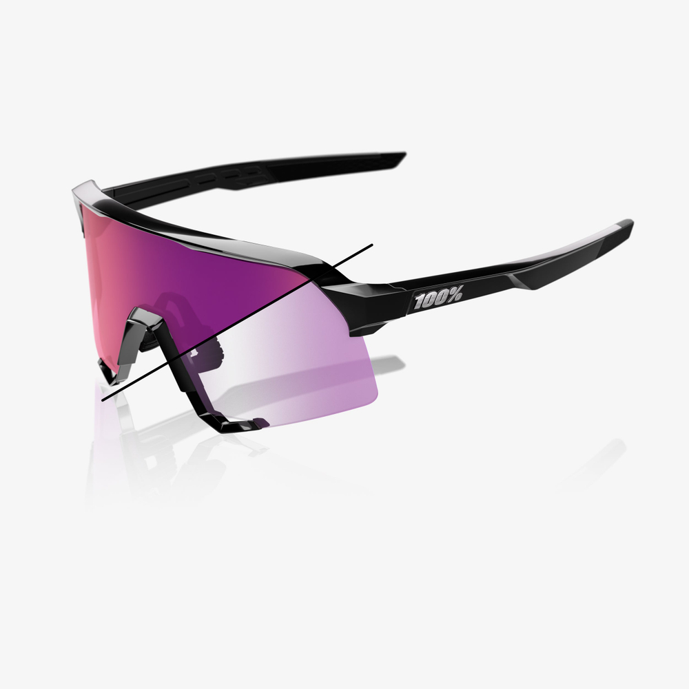 Спортивные очки с диоптриями 100% S3 - Gloss Black - Purple Mirror Photochromic