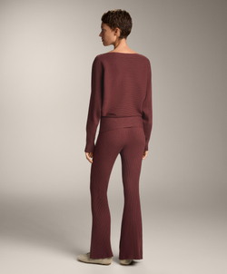 Oysho Вязаный джемпер в рубчик с открытыми плечами, бледно-фиолетовый меланж