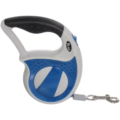 Поводок-рулетка для малых и средних пород «МОЙ БРО», прорезиненная ручка, АВС пластик, антикоразийный карабин, цвет белый/синий, 3м, нагрузка до 15кг