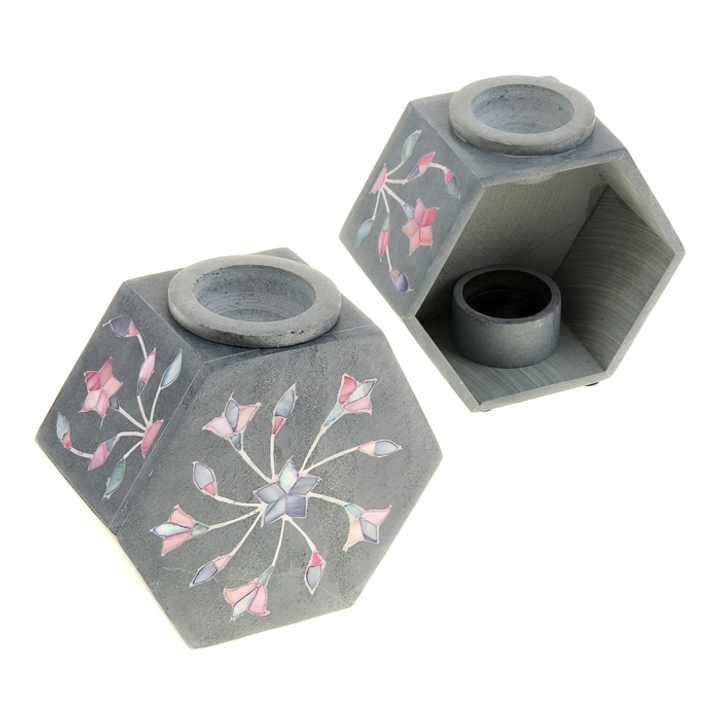 Аромалампа из камня Цветочный веер, форма многогранник, 7,6x12,7x12,7 см