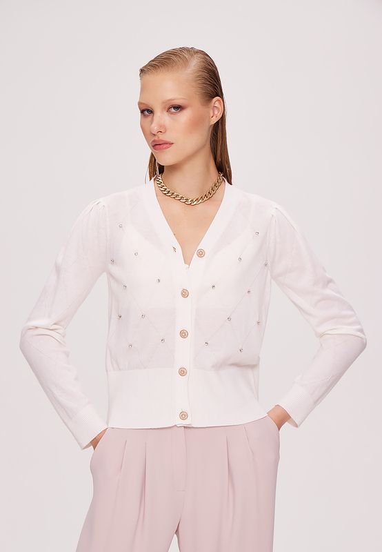 Кардиган укороченный со стразами