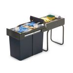 Ведро для мусора (21л) выдвижное, пластик серый антрацит + серый кварц