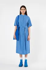 Платье Рубашка FOS Вискоза Синее