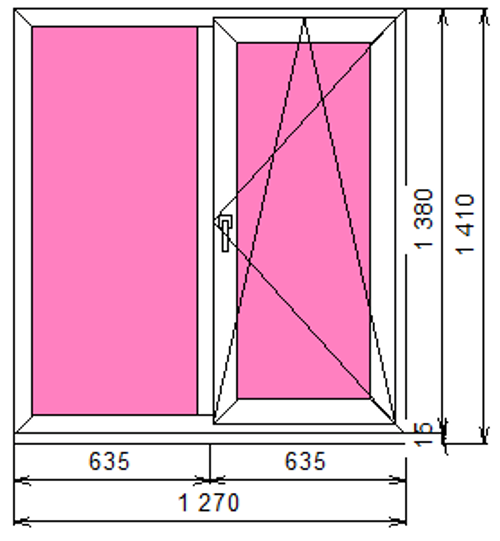Пластиковое окно 1380 х 1270 ТермА Эко
