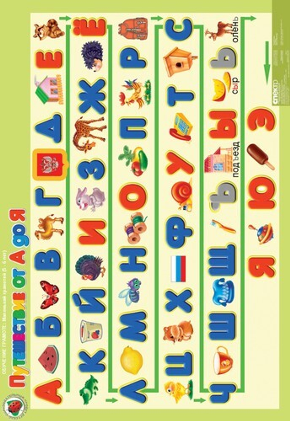 Комплект таблиц Обучение грамоте 5-6 лет "Маленький грамотей" (8 таблиц+16 карт.)