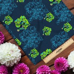 Ткань ниагара зелёные листья цветы