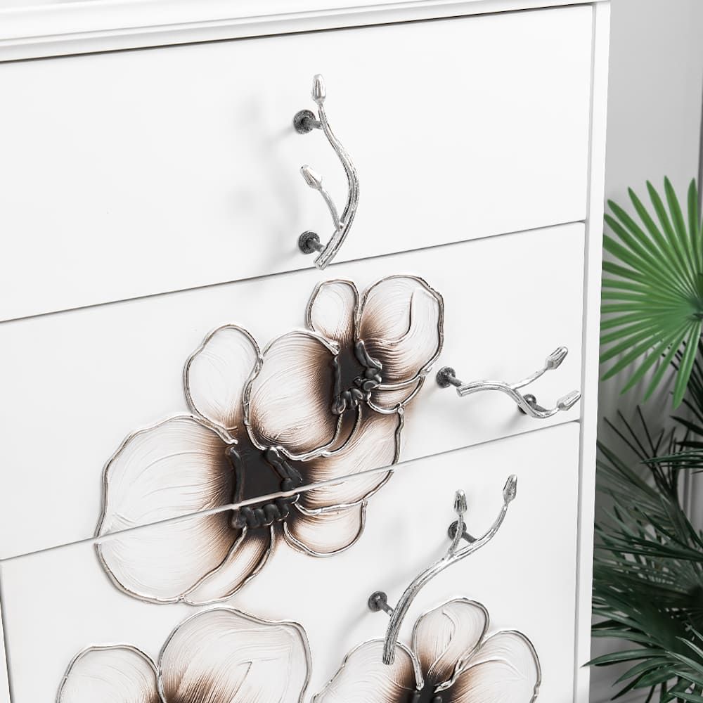 Комод Орхидея Симпл с 4 ящиками Айс Античное серебро