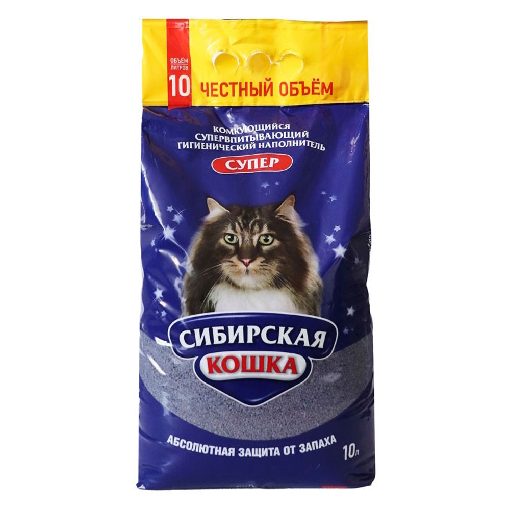 Наполнитель для кошачьего туалета, Сибирская Кошка "Супер", комкующийся Наполнитель для кошачьего туалета, Сибирская Кошка "Супер", комкующийся