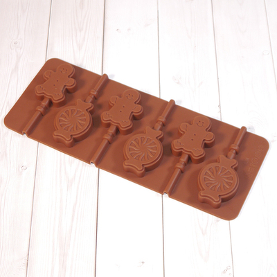 Форма силиконовая для леденцов "Леденец и пряня" 24*10 см, 6 ячеек