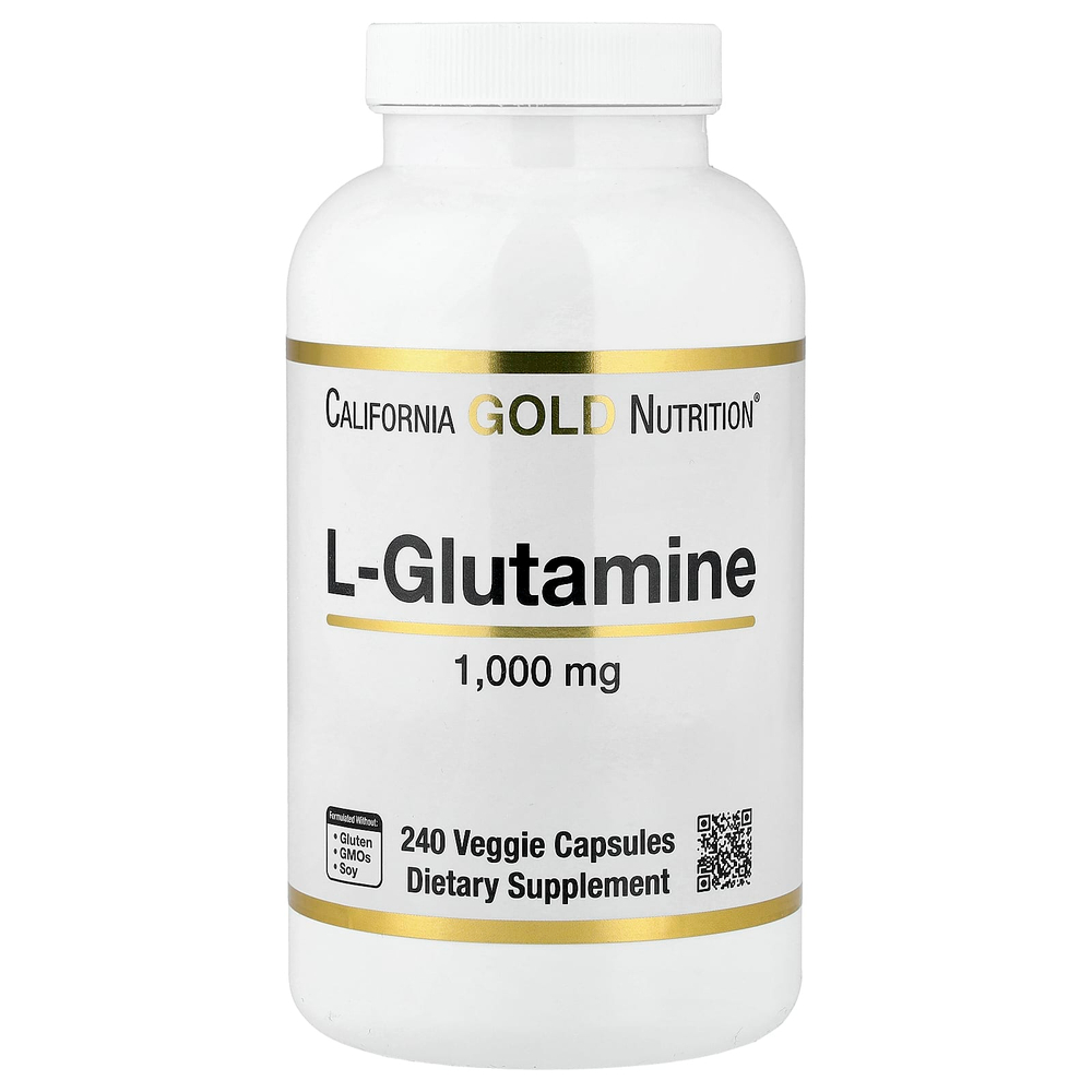California Gold Nutrition, L-глютамин, 1000 мг, 240 растительных капсул