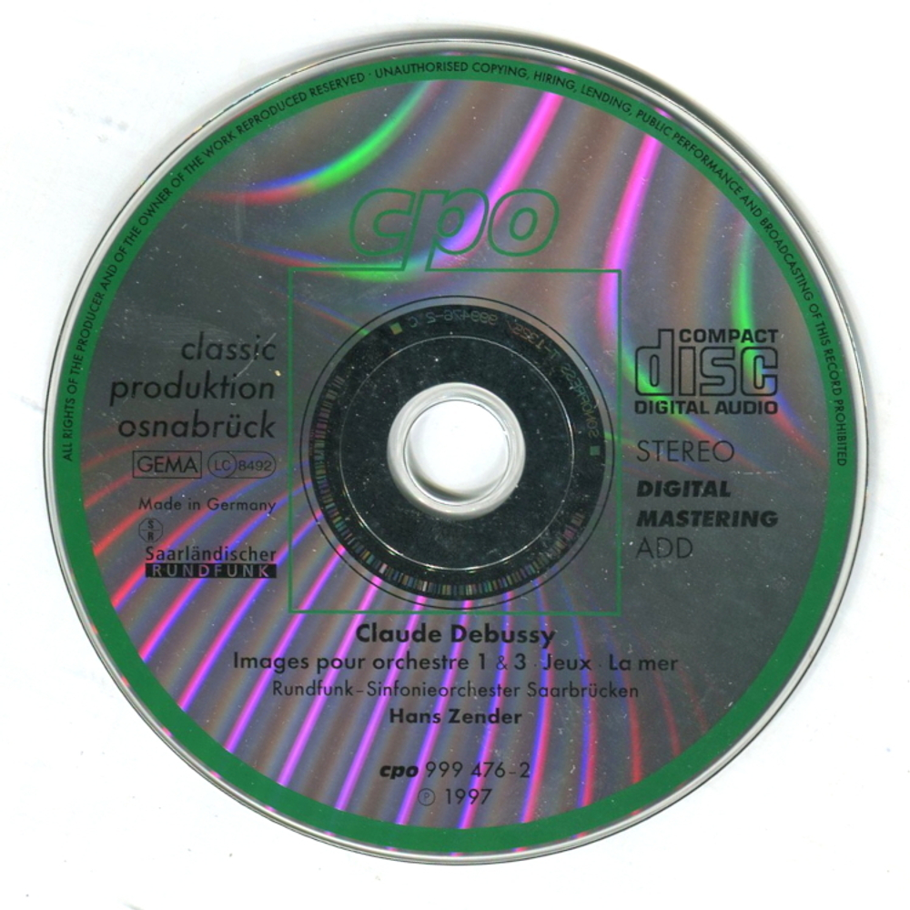 Hans Zender, Rundfunk-Sinfonieorchester Saarbrucken / Claude Debussy: Images 1 & 3, Jeux, La Mer (CD)