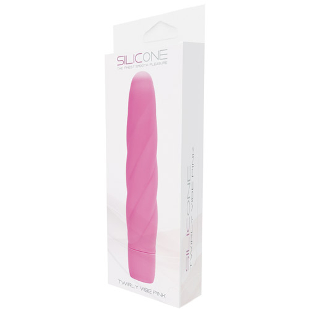 Розовый вибратор со спиралевидным рельефом TWIRLY VIBE SILICONE - 19 см. (Цвет: розовый)