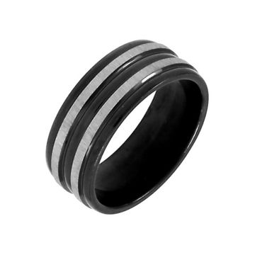 Кольцо стальное Полосы черное (147)