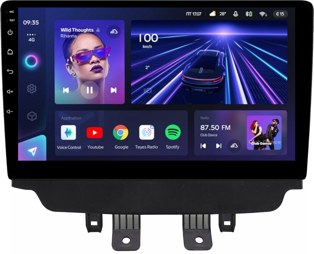 Магнитола для Mazda CX-3 2014-2023 (монохром) - Teyes CC3 монитор 10" QLED на Android 10, ТОП процессор, 4+32Гб, CarPlay, 4G SIM-слот