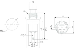 Выключатель-кнопка REXANT металл 220v 2а (2с) off-(on) диаметр 7.2 красная micro (rwd-301, pbs-10b) (10шт) 36-3310
