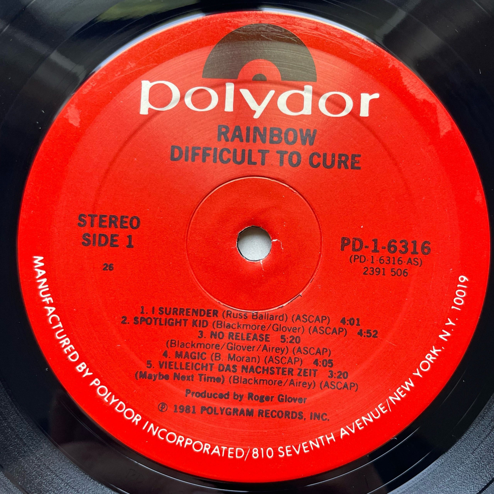 Винтажная виниловая пластинка LP Rainbow Difficult To Cure (США 1981)