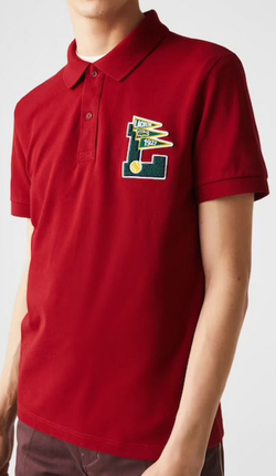 Мужское теннисное поло Lacoste Men’s Regular Fit L Badge Cotton Piqué Polo Shirt - красный