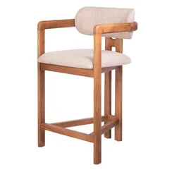 Полубарный стул Oberon 71 см, бежевая рогожка, ножки орех