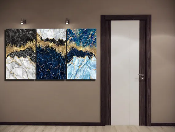 Модульная картина "Мрамор с золотом"