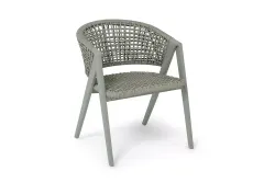 "Амстердам" стул плетеный из роупа, каркас алюминий, роуп серый круглый