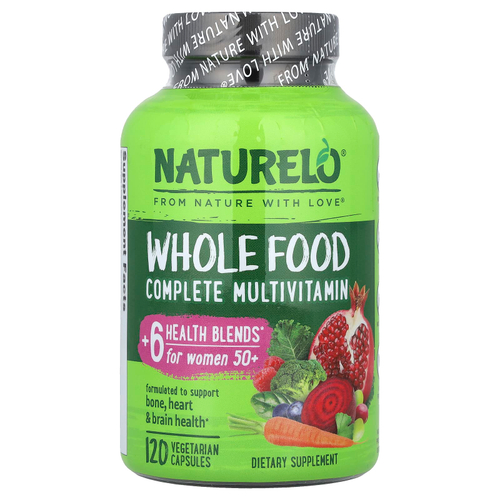 NATURELO, Мультивитаминный комплекс из цельных продуктов для женщин старше 50 лет, 120 вегетарианских капсул