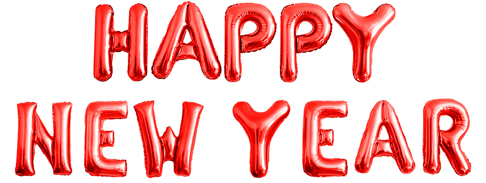Набор букв "Happy New Year" красный металлик 41 см