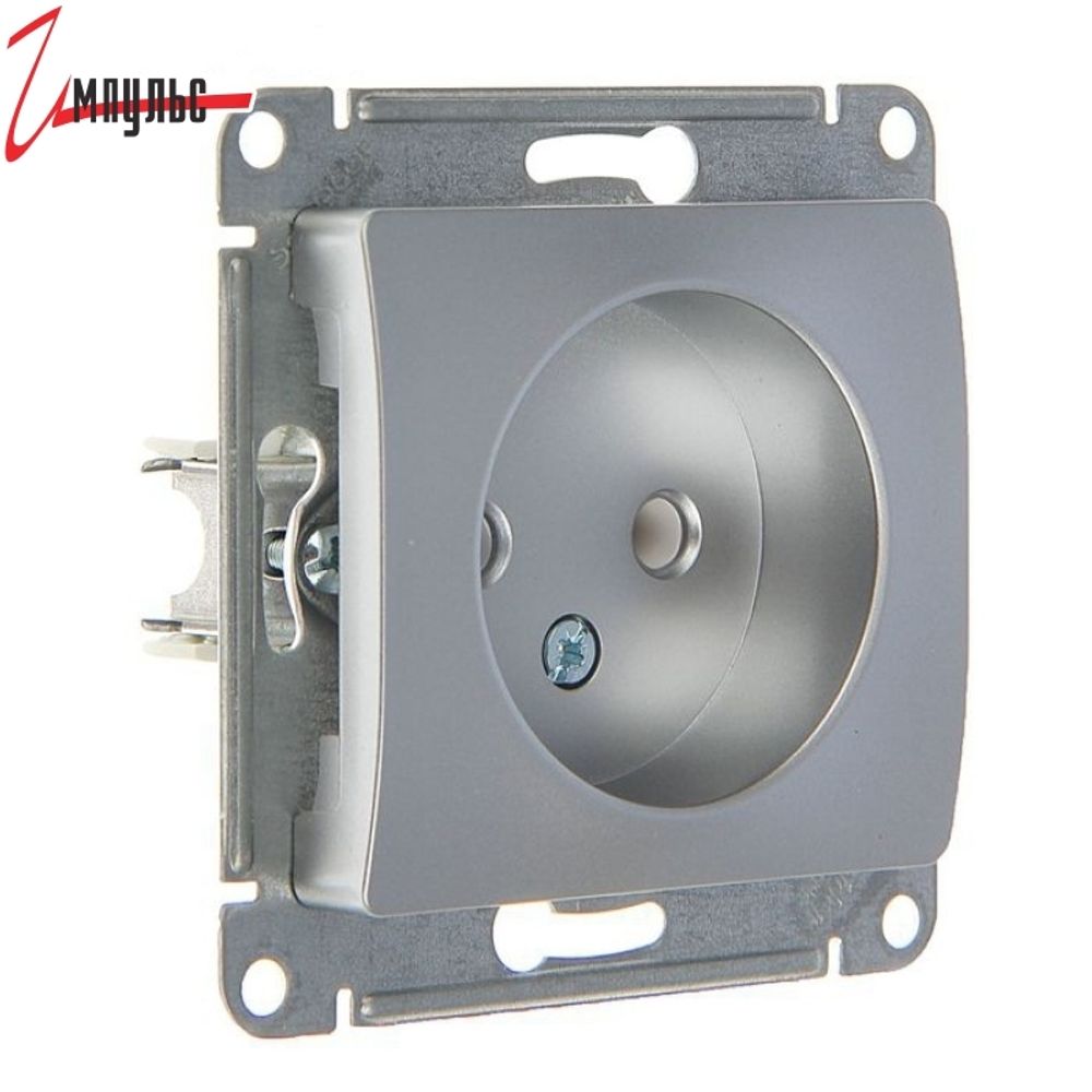 Розетка CORSA GLOSS СЕРЕБРО 1-местная c/п с/з 16А 250В