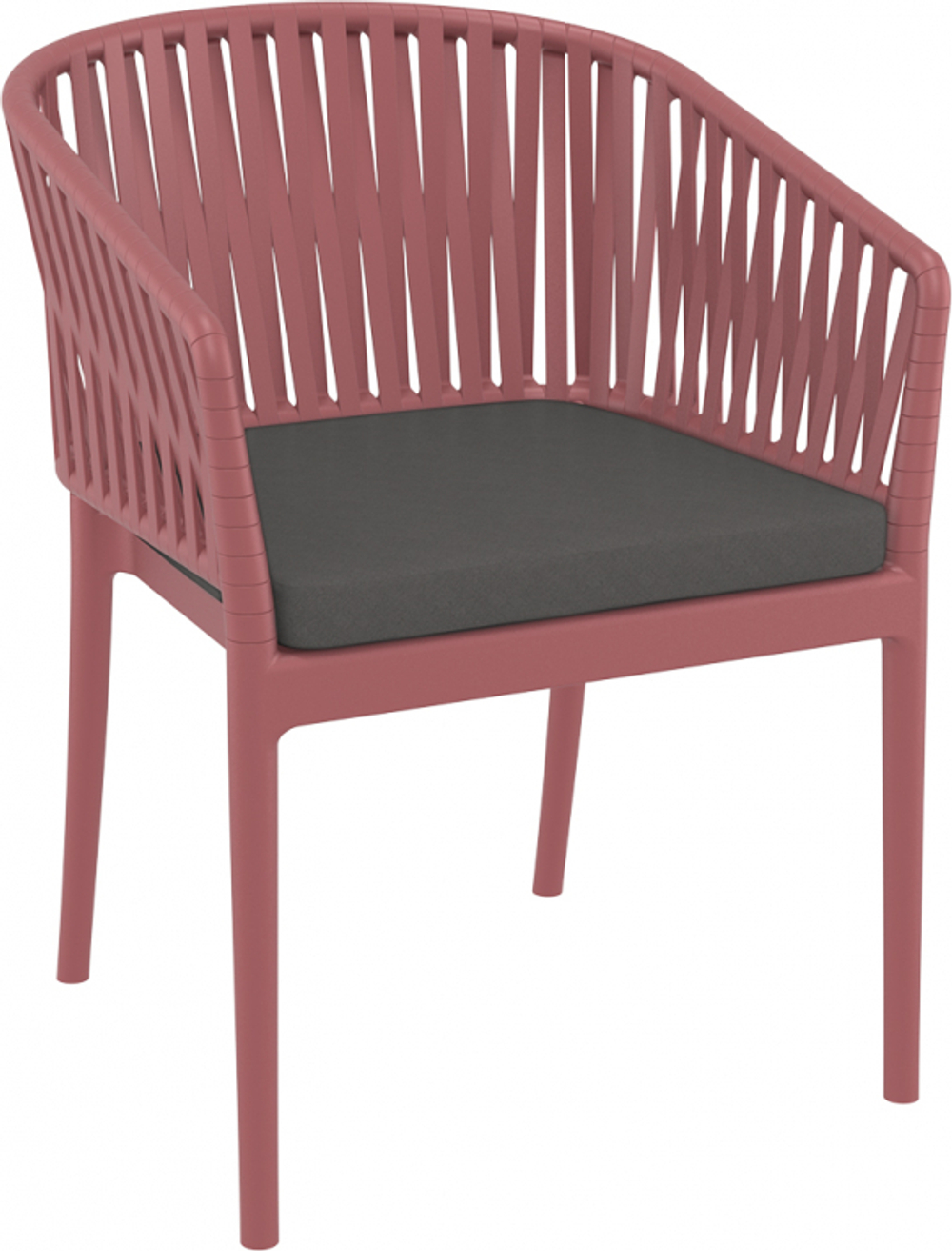 Кресло пластиковое с подушками Siesta Contract Portofino, марсала, темно-серый