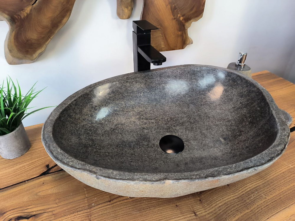 Раковина из речного камня RS-65808 58х42х15 из натурального камня