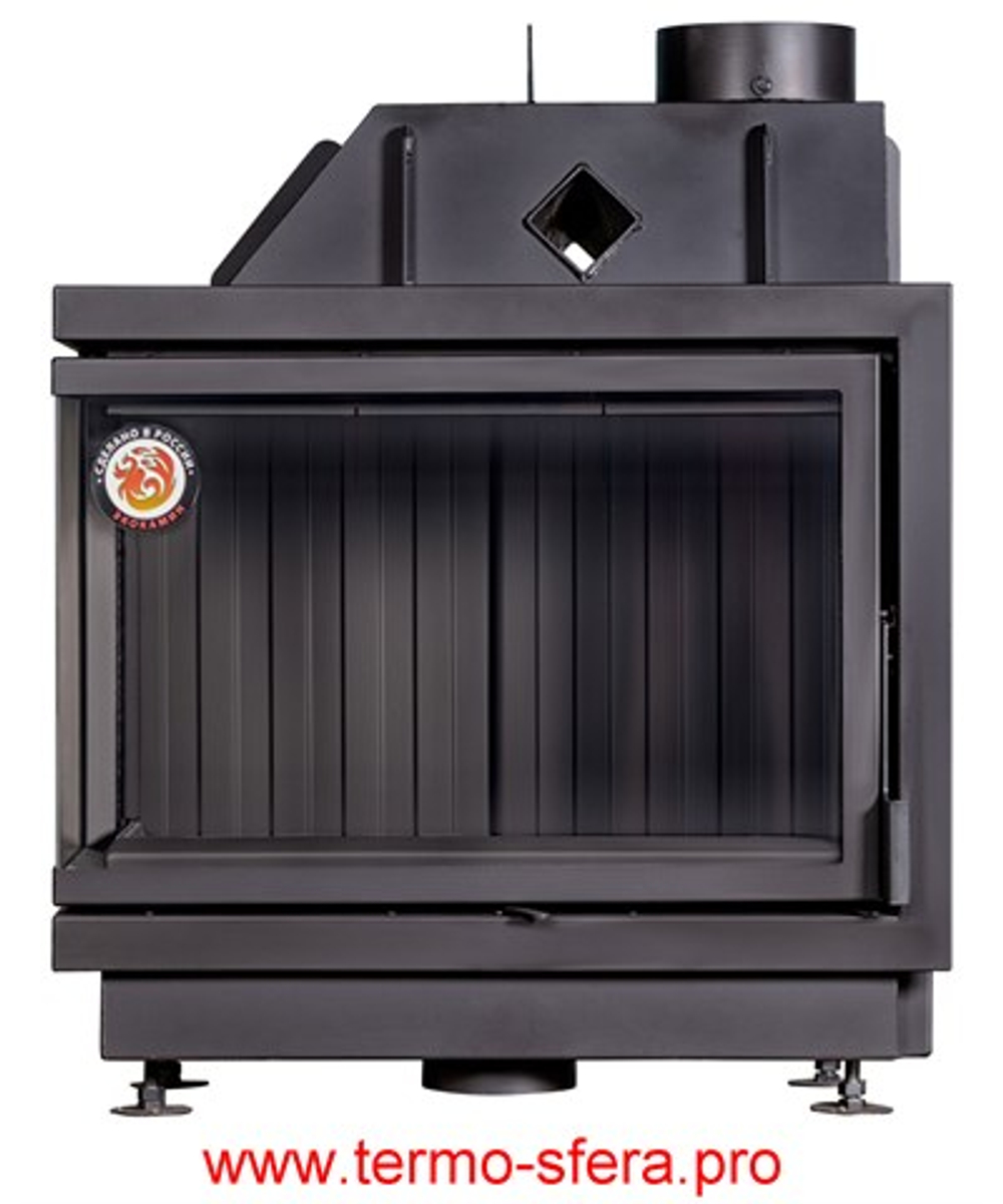 Каминная топка Экокамин Альфа 800 LB два стекла левая черный шамот