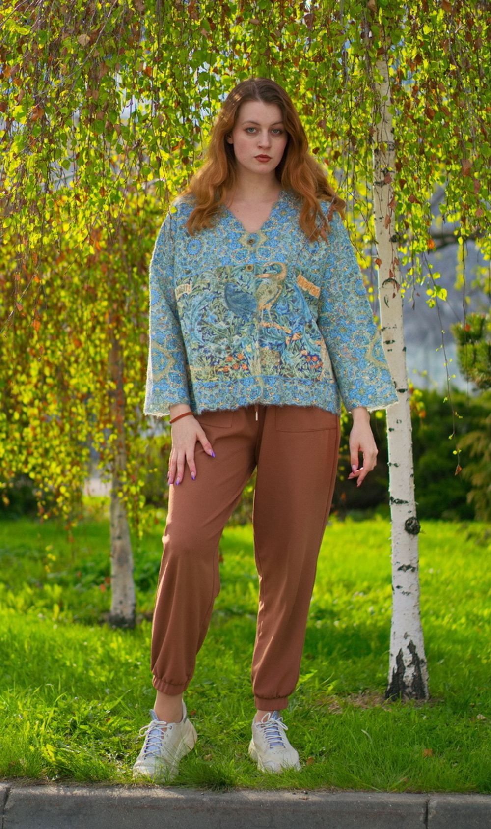 Шерстяной жакет "Вердюра", по мотивам шпалеры-вердюры «Лес» из мастерской Уильяма Морриса