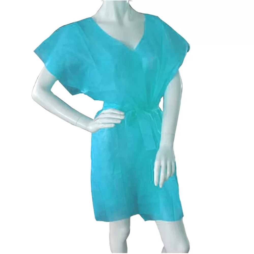 Халат одноразовый Кружевница на завязках голубой 10 шт