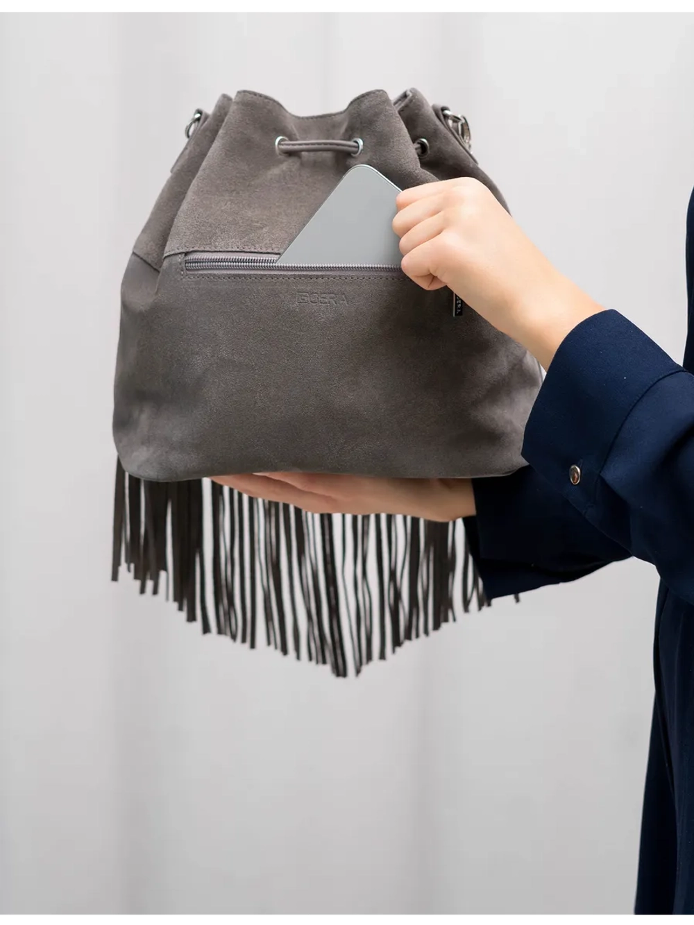 сумка через плечо тоут средняя натуральная замша