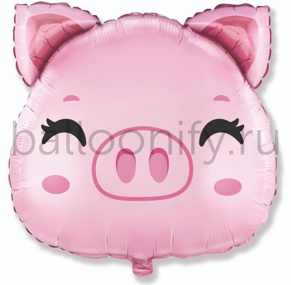 Шар (24''/61 см) Фигура, Голова, Милый Поросенок, 1 шт.