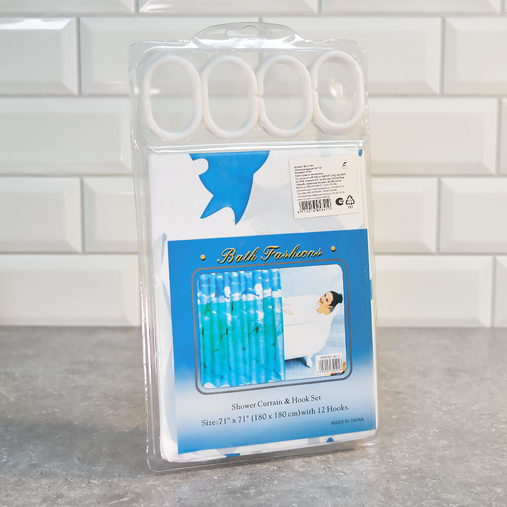 Штора для ванной 180*180см PEVA в ассортименте, MC-2-140