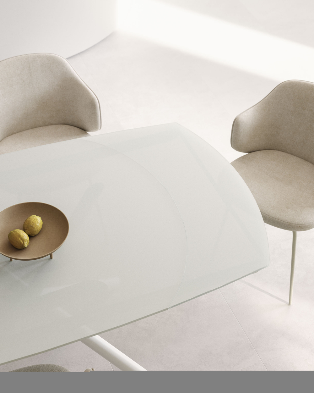 Vashti Раздвижной стол из стекла и МДФ со стальными ножками белого цвета 130(190) x 100 см