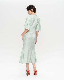 Платье миди из вискозы со струящимися рукавами