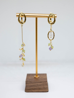 Серьги с хризолитом и аметистом