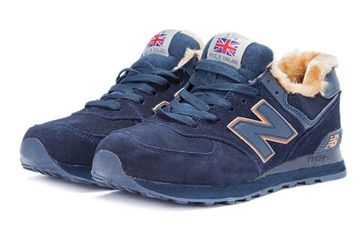 Кроссовки New Balance 574 Blue/Gold с мехом