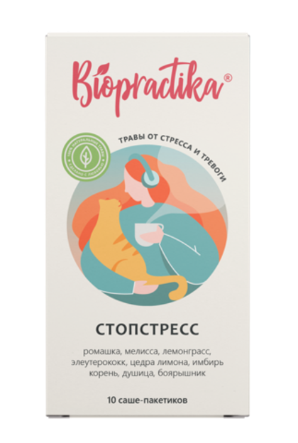 Чай травяной Стопрстресс Biopractika мелисса и травы, фильтр-пакет, 2 г, 10 шт