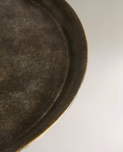 ZARA HOME ДЕКОРАТИВНЫЙ КРУГЛЫЙ МЕТАЛЛИЧЕСКИЙ ПОДНОС, БЕЖЕВЫЙ