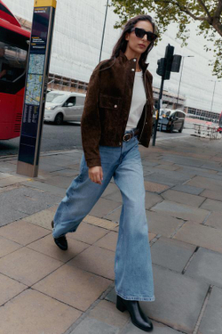 ZARA ДЖИНСЫ Z1975 WIDE LEG С ВЫСОКОЙ ПОСАДКОЙ И ПЛЕТЕНЫМ РЕМНЕМ, ПОЛНОЙ ДЛИНЫ, ВЫЦВЕТШИЙ СИНИЙ