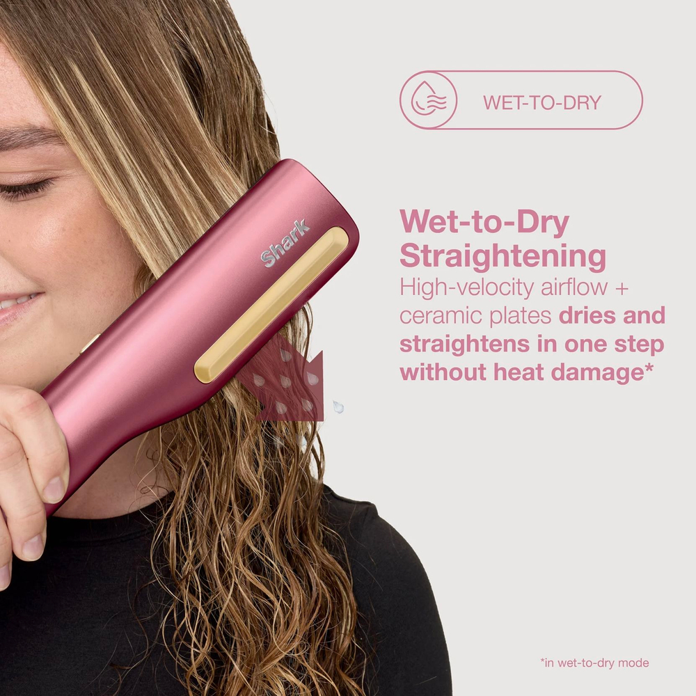 Shark SilkiPro Straight HT401UKPU выпрямитель для волос, фен-стайлер 2-в-1 Wet-to-Dry, профессиональный прибор для укладки волос, керамический выпрямитель